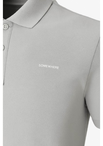 Polo Yaka Açık Gri Erkek T-Shirt 2061
