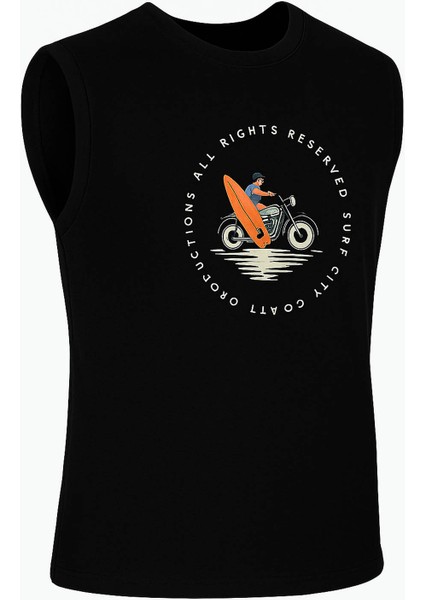 Motorsiklet Baskı Siyah Erkek Kolsuz T-Shirt fiyatları