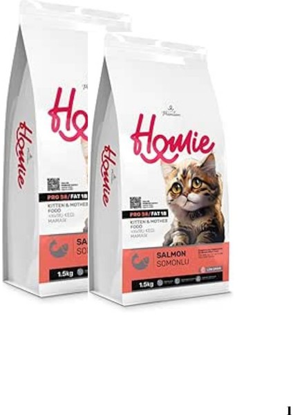 2 Adet Düşük Tahıllı Somonlu Yavru ve Anne Kedi Maması 1,5kg