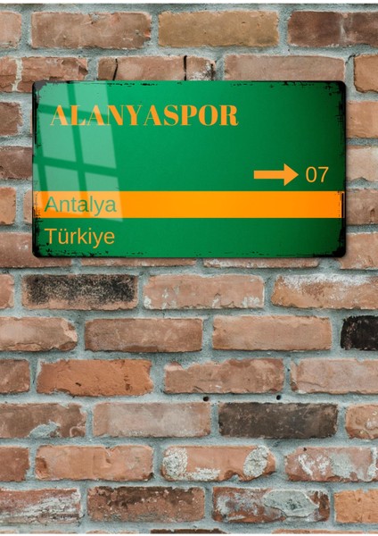 Alanyaspor Metal Posteri - Sokak Tabelası Görünümlü Parlak Tablo