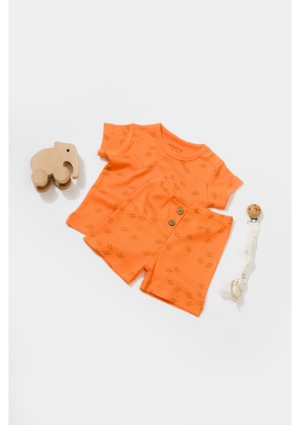 Bebek Pamuklu Mini Fil Desenli T-Shirt ve Şort Takım modelleri