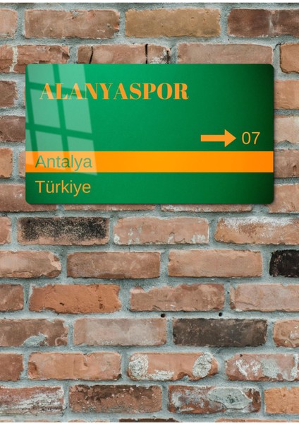 Alanyaspor Metal Posteri - Sokak Tabelası Görünümlü Parlak Tablo