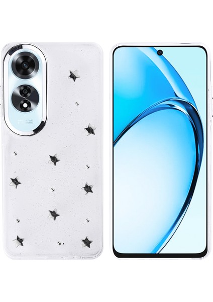 Oppo A60 Kılıf Airbag Tasarımlı Simli Şeffaf Zore Kutup Kapak