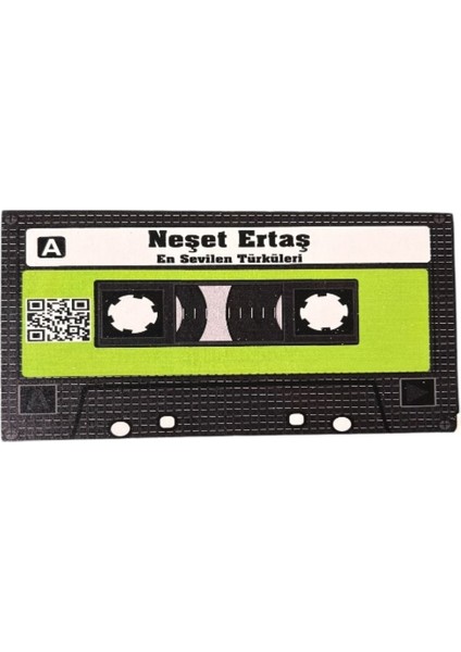 Neşet Ertaş En Sevilen Türküleri Yazılı Teyp Kaset Tasarımlı Ahşap Mdf Duvar Süsü