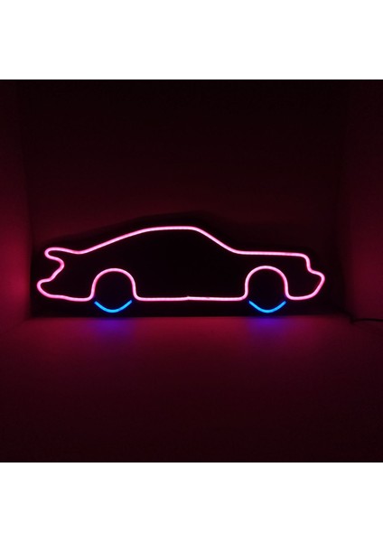 -Destina Ahşap Neon LED - "araba" Temalı Duvar Dekorasyon Ürünü- 20CM*50CM