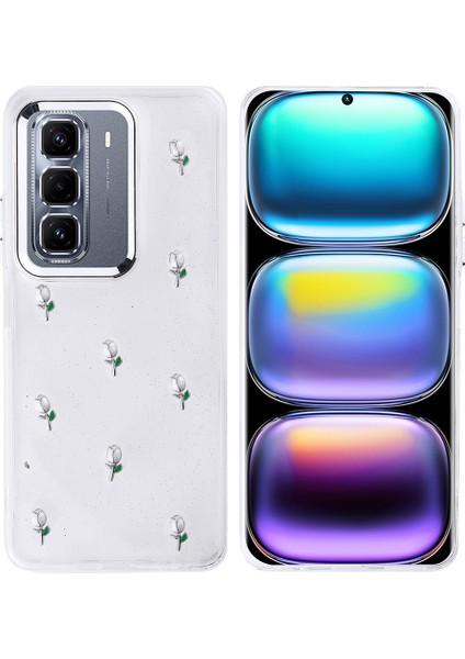 Infinix Hot 50 Pro Plus 4g Kılıf Airbag Tasarımlı Simli Şeffaf Zore Kutup Kapak