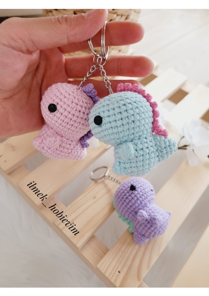 Amigurumi Sevimli Dino Anahtarlık - Organic Oyuncak 6 cm Su Yeşili (1 Adet) fiyatları