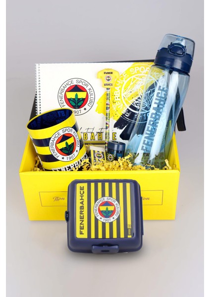 Dekomus Gıft Box Özel Kutulu Fenerbahçe Beslenme Kabı ve 700 ml Trıtan Matara Ile Kırtasiye Seti