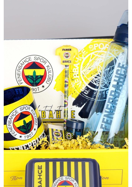 Dekomus Gıft Box Özel Kutulu Fenerbahçe Beslenme Kabı ve 700 ml Trıtan Matara Ile Kırtasiye Seti