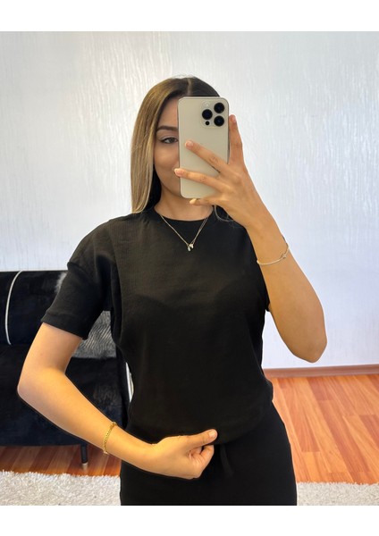 Fitilli Esnek Kumaş Basic Takım Siyah fiyatları
