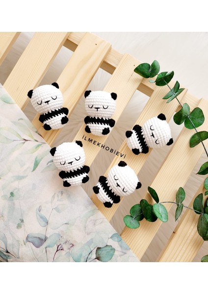 Amigurumi Uyuyan Panda Organic Oyuncak ve Anahtarlık 6 cm (1 Adet)