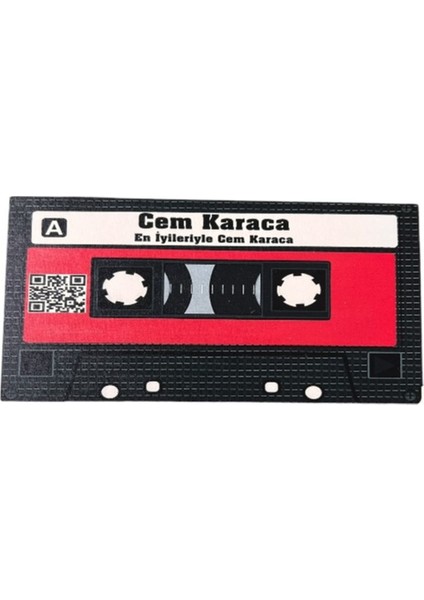 Cem Karaca En Iyileriyle Yazılı Teyp Kaset Tasarımlı Ahşap Mdf Duvar Süsü