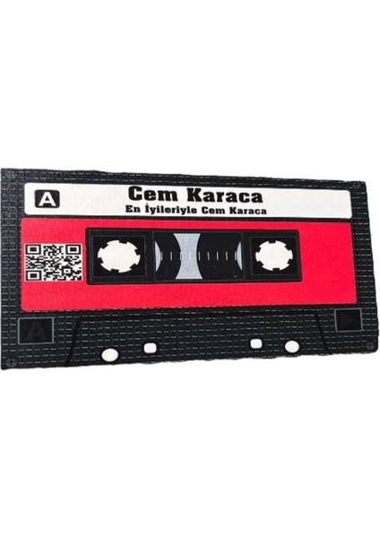 Cem Karaca En Iyileriyle Yazılı Teyp Kaset Tasarımlı Ahşap Mdf Duvar Süsü