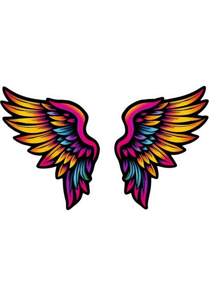 5 Adet 12X7 cm Melek Kanatları Sticker Araba Motor Laptop Kask Sticker