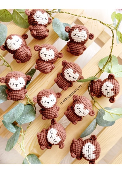 Amigurumi Sevimli Maymun Organic Oyuncak ve Anahtarlık 6 cm (1 Adet)