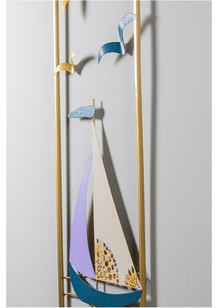 Metal Yelkenli Gold Ev Ofis Otel Duvar Süsü 32X90CM modelleri