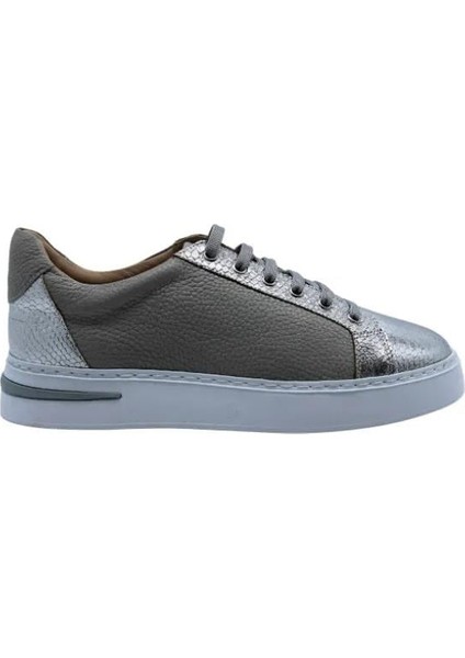 Deri Gumus-Grı Sneaker Düz 1280 01