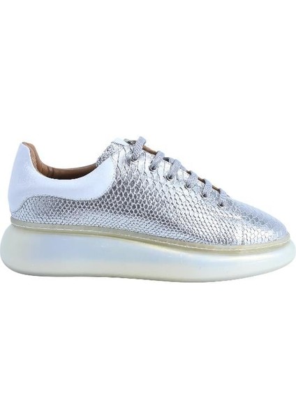 Deri Gumus-Beyaz Sneaker Düz 777 01