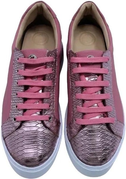 Deri Pembe Sneaker Düz 1280 01