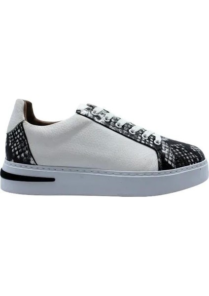 Hakiki Deri Sıyah-Beyaz Sneaker Düz 1280 01
