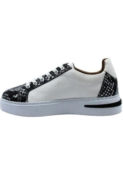 Hakiki Deri Sıyah-Beyaz Sneaker Düz 1280 01 fiyatları