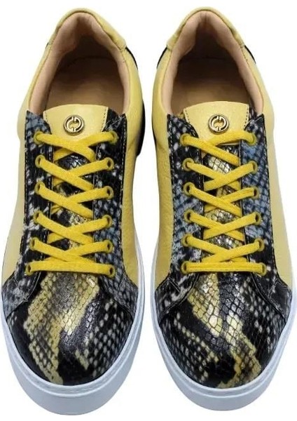 Deri Sarı Sneaker Düz 1280 01