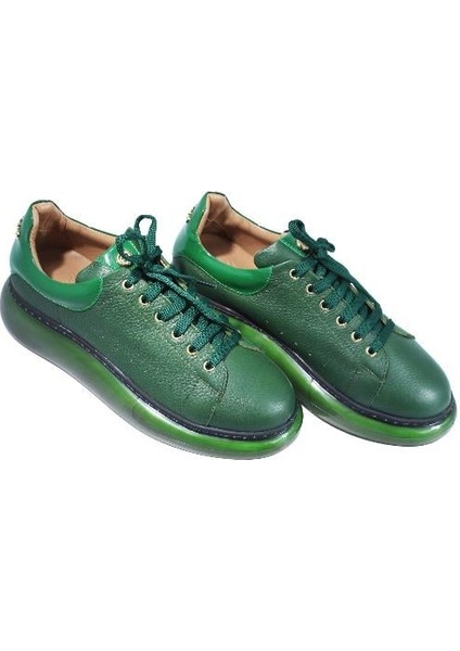 Deri Yesıl Sneaker Düz 777 01 V2