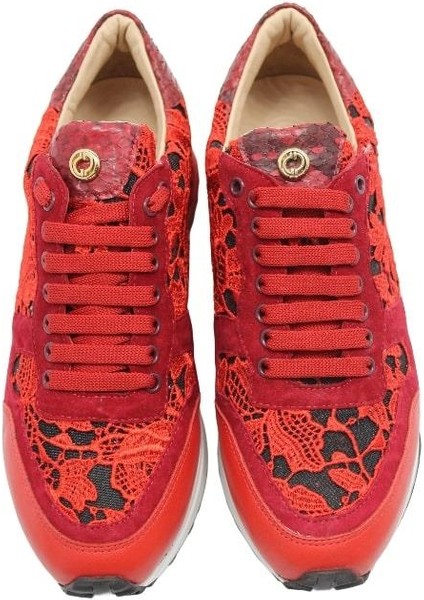Deri Kırmızı Sneaker Düz 4257 03 V1