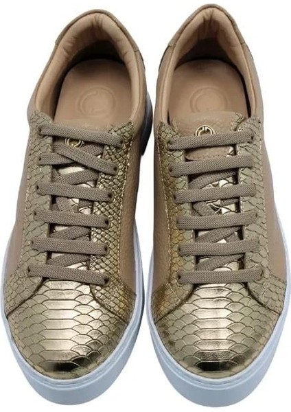 Deri Altın-Bıskuvı Sneaker Düz 1280 01