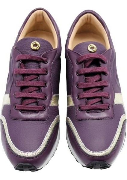 Deri Mor-Altın Sneaker Düz 4257 151 V1