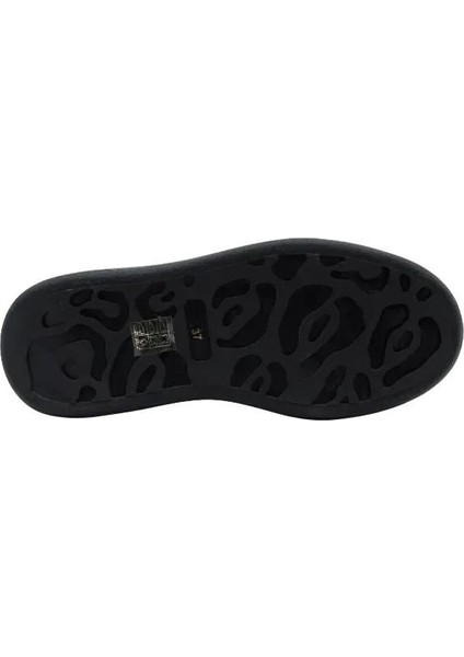 Deri Beyaz-Sıyah Sneaker Düz 777 01