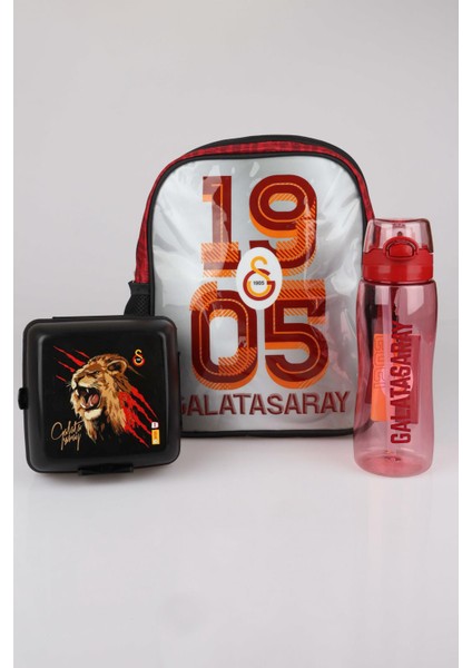 Dekomus Ile Lisanslı Galatasaray Küçük Boy 32X25 cm Anaokul ÇANTASI,700 ml Matara ve Beslenme Kabı Seti