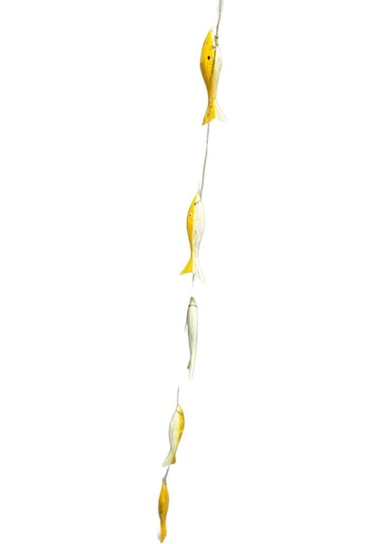 5 Li Marin Ahşah Grup Balık Sarkıt Duvar Balkon Süsü