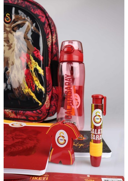 Dekomus Ile Lisanslı Galatasaray Özel Seri Kükreyen Aslanlı Ilk ve Orta Okul ÇANTASI,700 ml Matara ve Beslenme Kabı Kırtasiye Seti