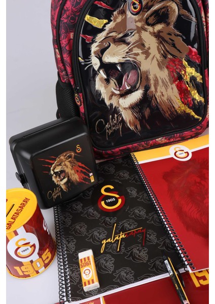 Dekomus Ile Lisanslı Galatasaray Özel Seri Kükreyen Aslanlı Ilk ve Orta Okul ÇANTASI,700 ml Matara ve Beslenme Kabı Kırtasiye Seti
