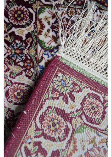 Bambu Iplikten Dokuma Parlak Tuşeli Hereke Desenli Bordo ve Krem Renk Duvar Halısı (30X50 Cm) fiyatları