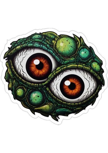 11X10 cm Canavar Gözleri Sticker Laptop Kask Araba Motor Defter Sticker