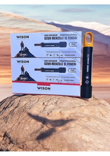 Ws-3500 Şarj Edilebilir 10watt 1500 Lümen Profesyonel Fener Siyah