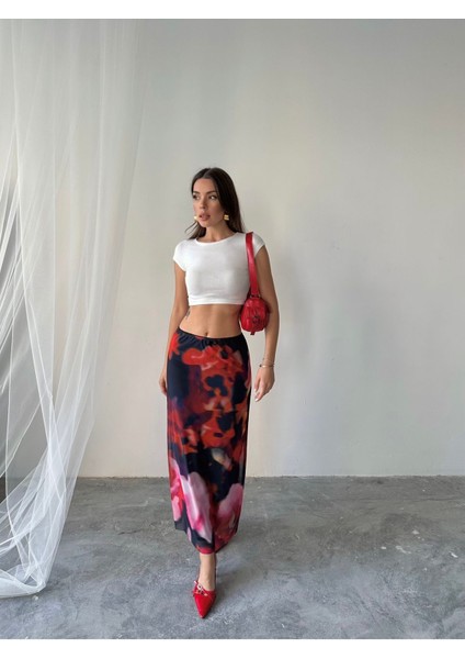 Kadın Livia Astarlı Likralı Desenli Uzun Tül Etek fırsatları