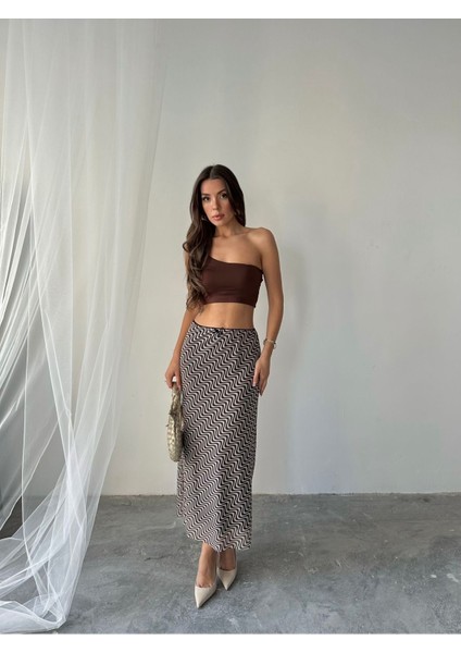 Kadın Livia Astarlı Likralı Desenli Uzun Tül Etek modelleri