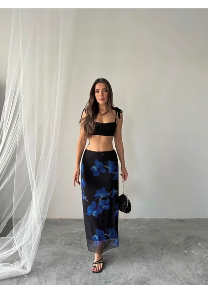 Kadın Livia Astarlı Likralı Desenli Uzun Tül Etek indirimleri