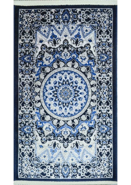 Bambu Iplikten Dokuma Parlak Tuşeli Mavi Renk Duvar Halısı (30X50 Cm)