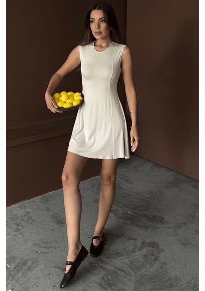 Kadın Stella Buzi Dikiş Detaylı Mini Yazlık Elbise modelleri