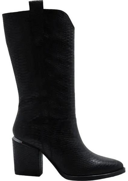 Deri Vızon Çizme Topuklu 855 43 V1 S