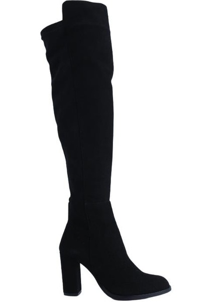 Deri /tekstil Sıyah Çizme Topuklu 363 58 S