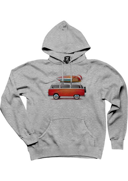 Volkswagen Karavan Holiday Gri Kapşonlu Sweatshirt Hoodie