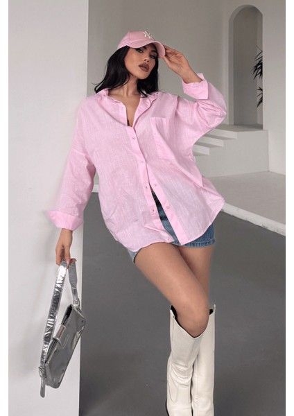 Kadın Marlot Oversize Keten Gömlek, 2025 Summer Collection fiyatları