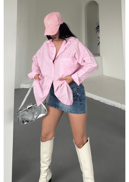 Kadın Marlot Oversize Keten Gömlek, 2025 Summer Collection modelleri