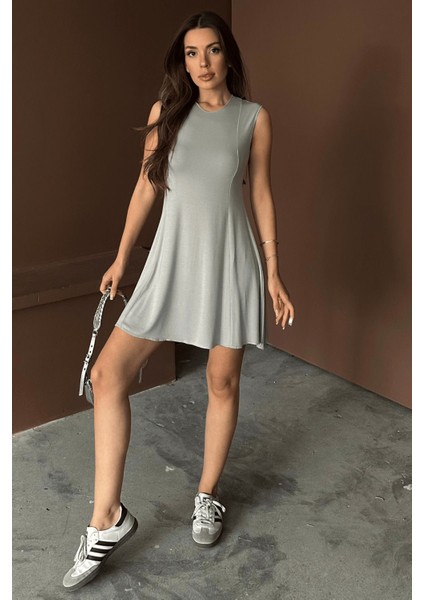 Kadın Stella Buzi Dikiş Detaylı Mini Yazlık Elbise modelleri