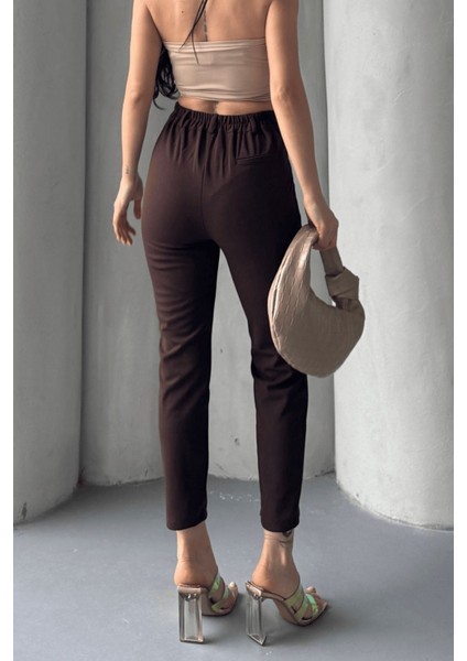 Kadın Elise Yüksek Bel Arkası Lastikli Dar Paça Toparlayıcı Likralı Kumaş Pantolon fiyatları